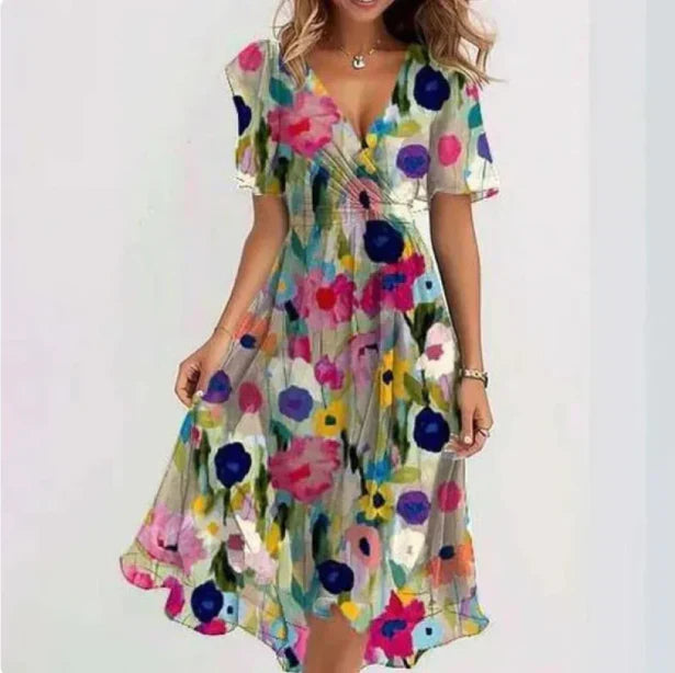 Chic midi dress with short sleeves