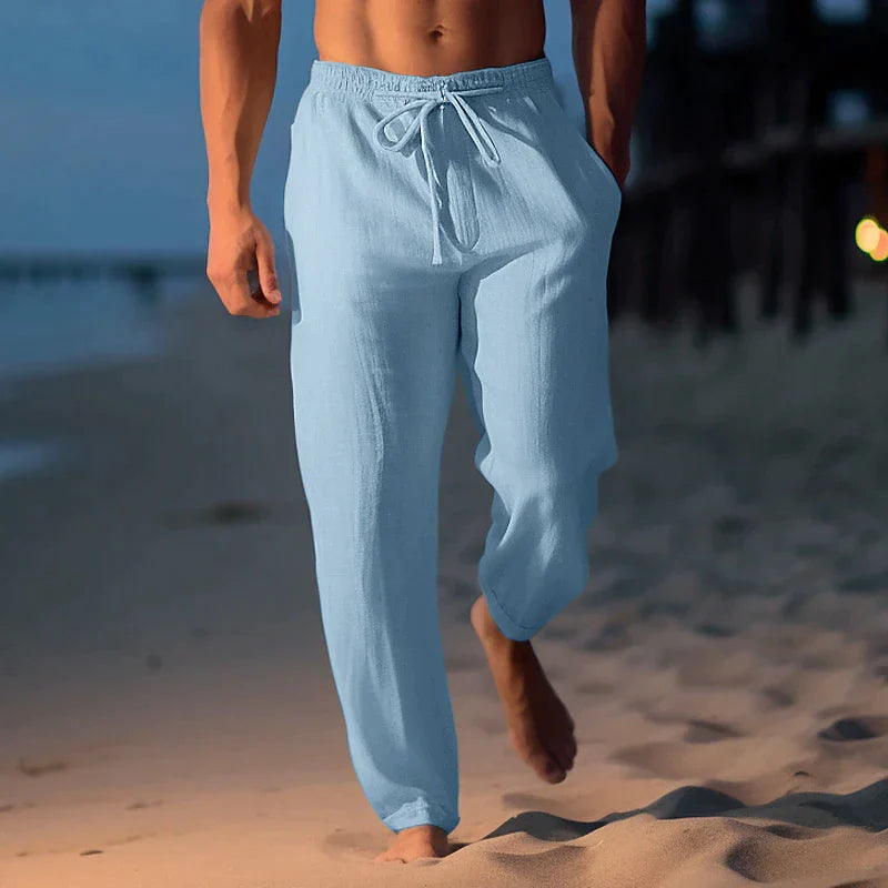 Men's straight-cut drawstring trousers