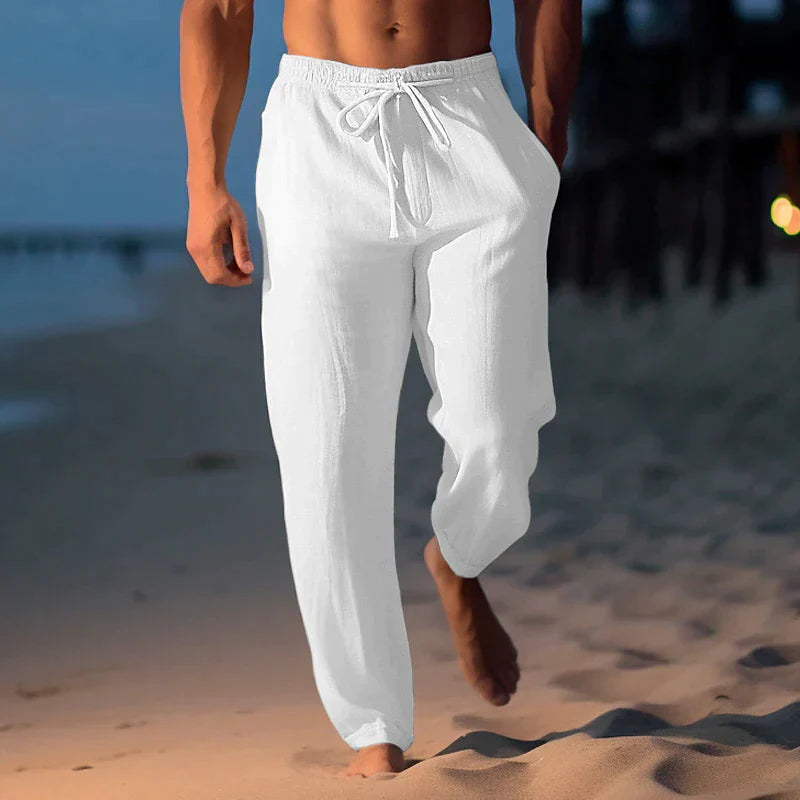 Men's straight-cut drawstring trousers