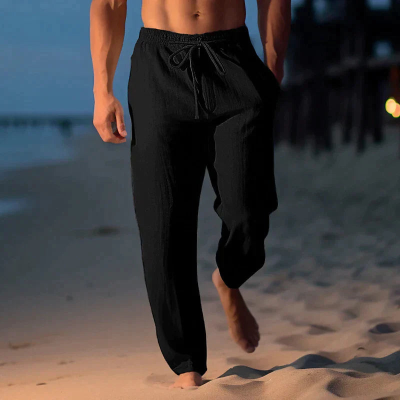 Men's straight-cut drawstring trousers