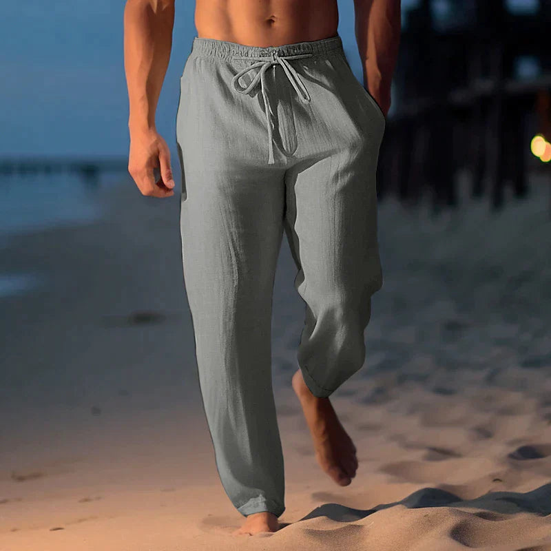 Men's straight-cut drawstring trousers