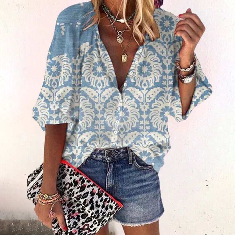 Loose blouse for women with patterned design