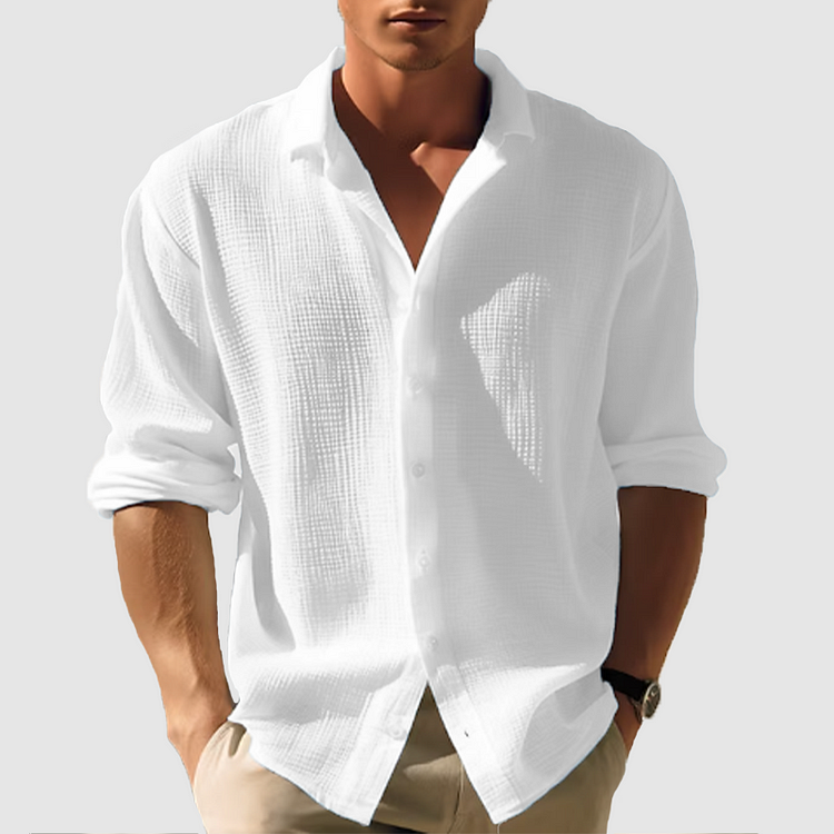 Men's button-down shirt made of textured material