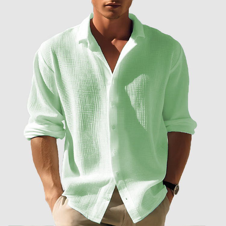 Men's button-down shirt made of textured material
