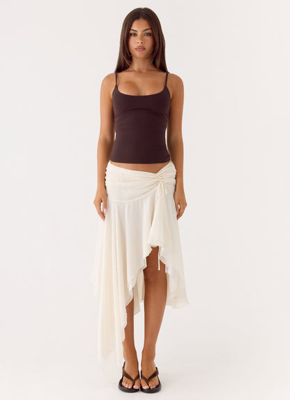 Abeda Asymmetrical Midi Skirt - Ivory Fiorora