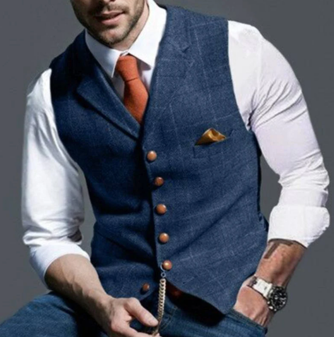 Men's vest with button placket and classic cut