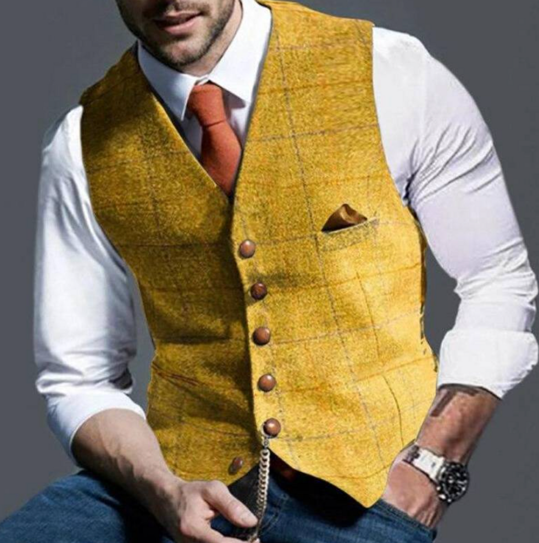 Men's vest with button placket and classic cut