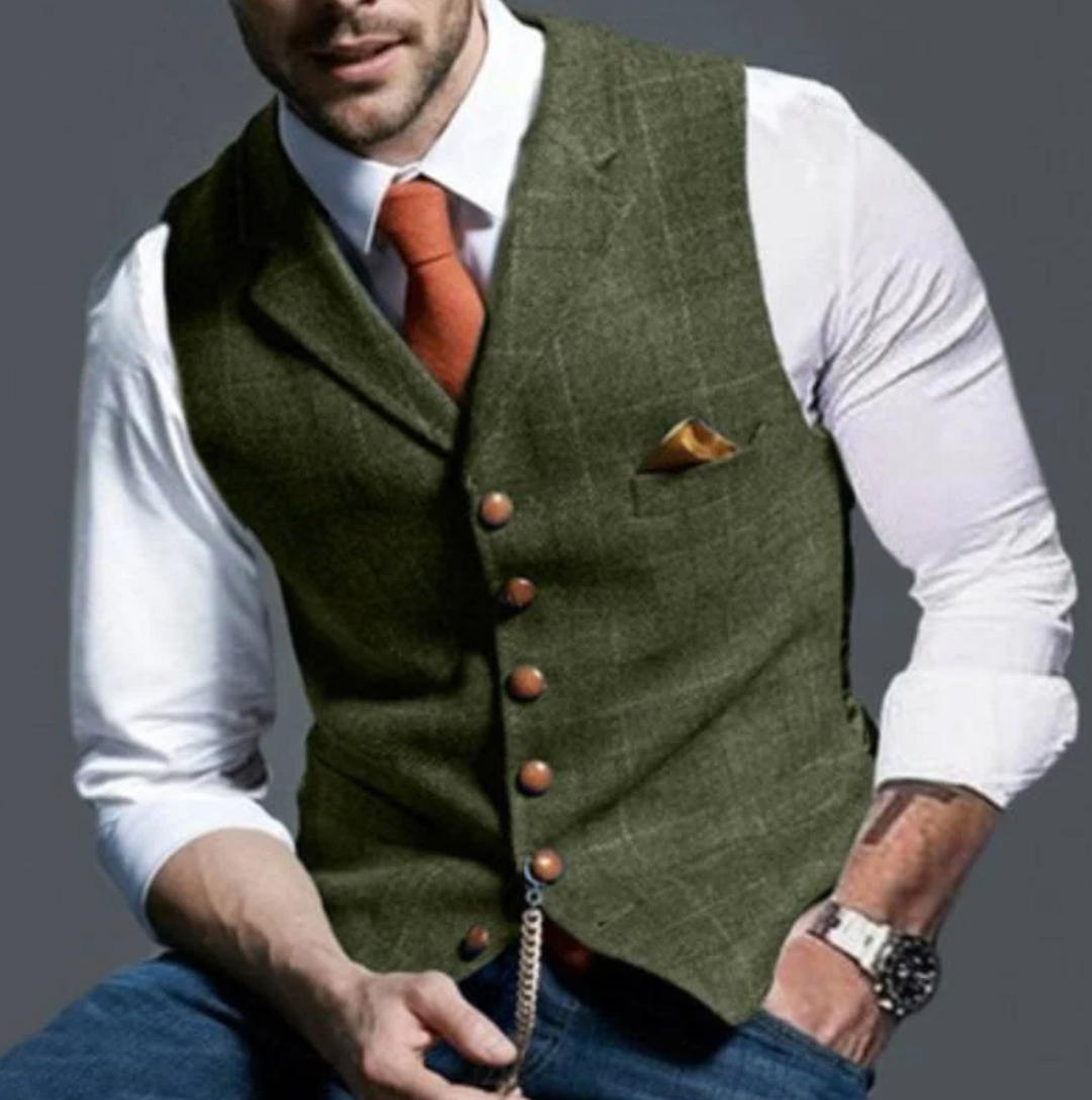 Men's vest with button placket and classic cut