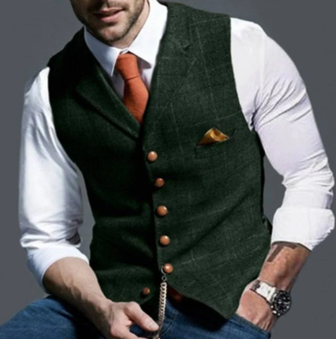 Men's vest with button placket and classic cut