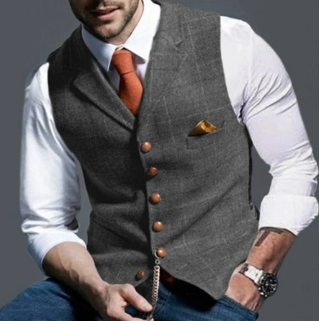 Men's vest with button placket and classic cut