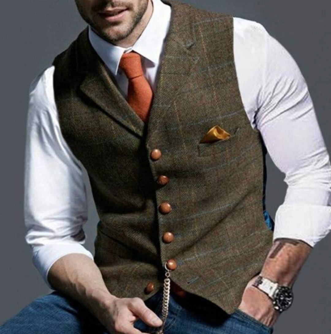 Men's vest with button placket and classic cut