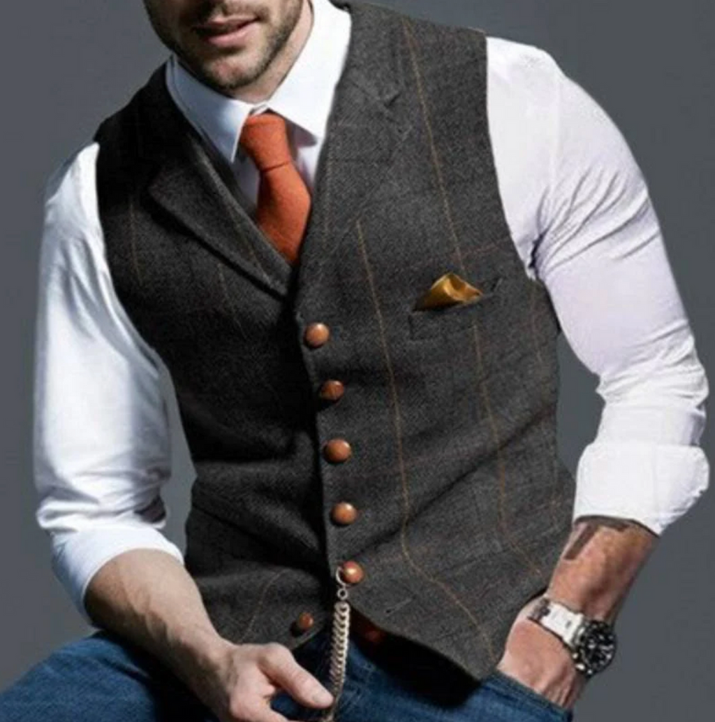 Men's vest with button placket and classic cut