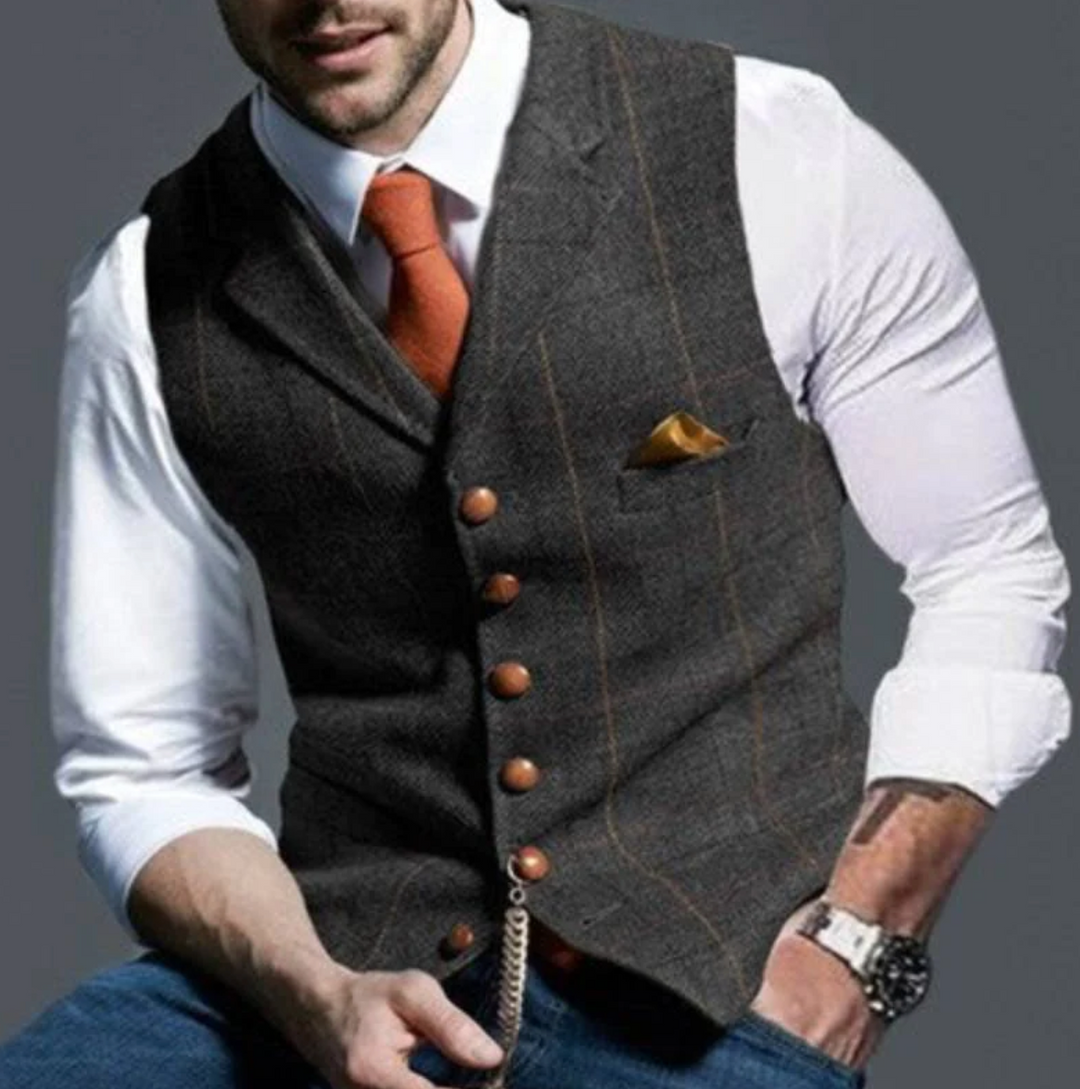 Men's vest with button placket and classic cut