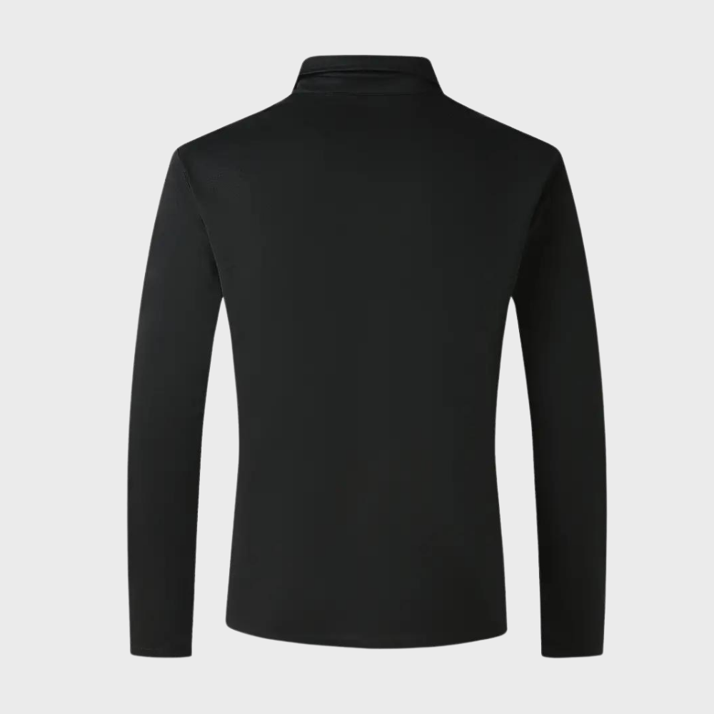 Long-sleeved shirt with collar, button placket and embroidery