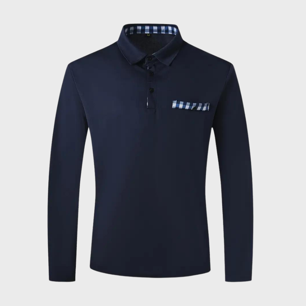 Long-sleeved shirt with collar, button placket and embroidery