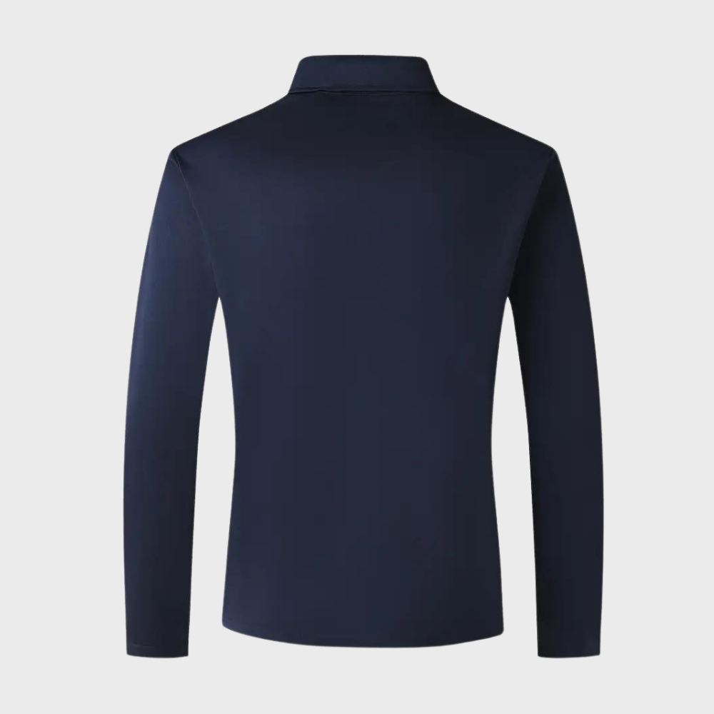 Long-sleeved shirt with collar, button placket and embroidery