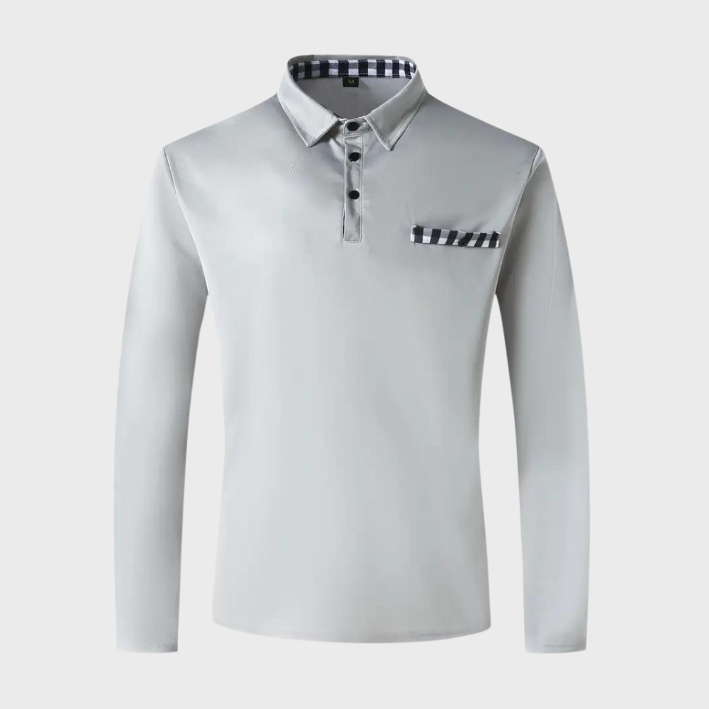 Long-sleeved shirt with collar, button placket and embroidery