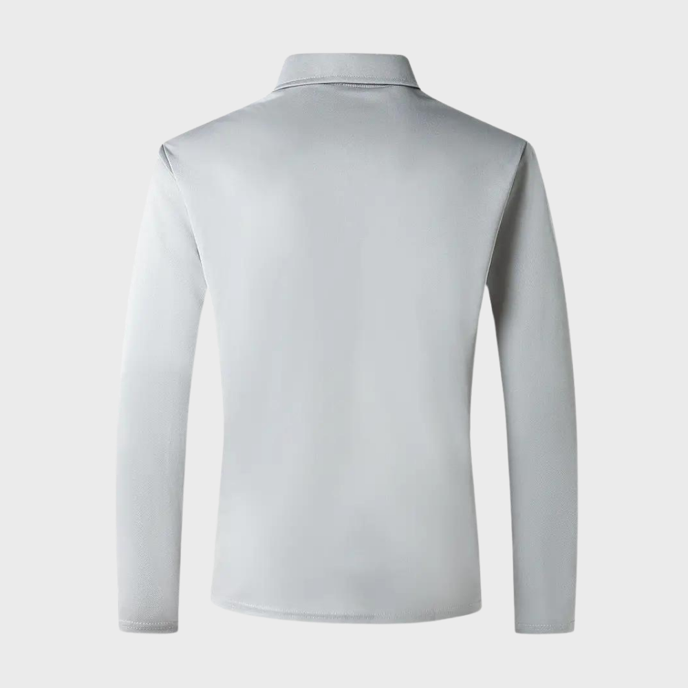 Long-sleeved shirt with collar, button placket and embroidery