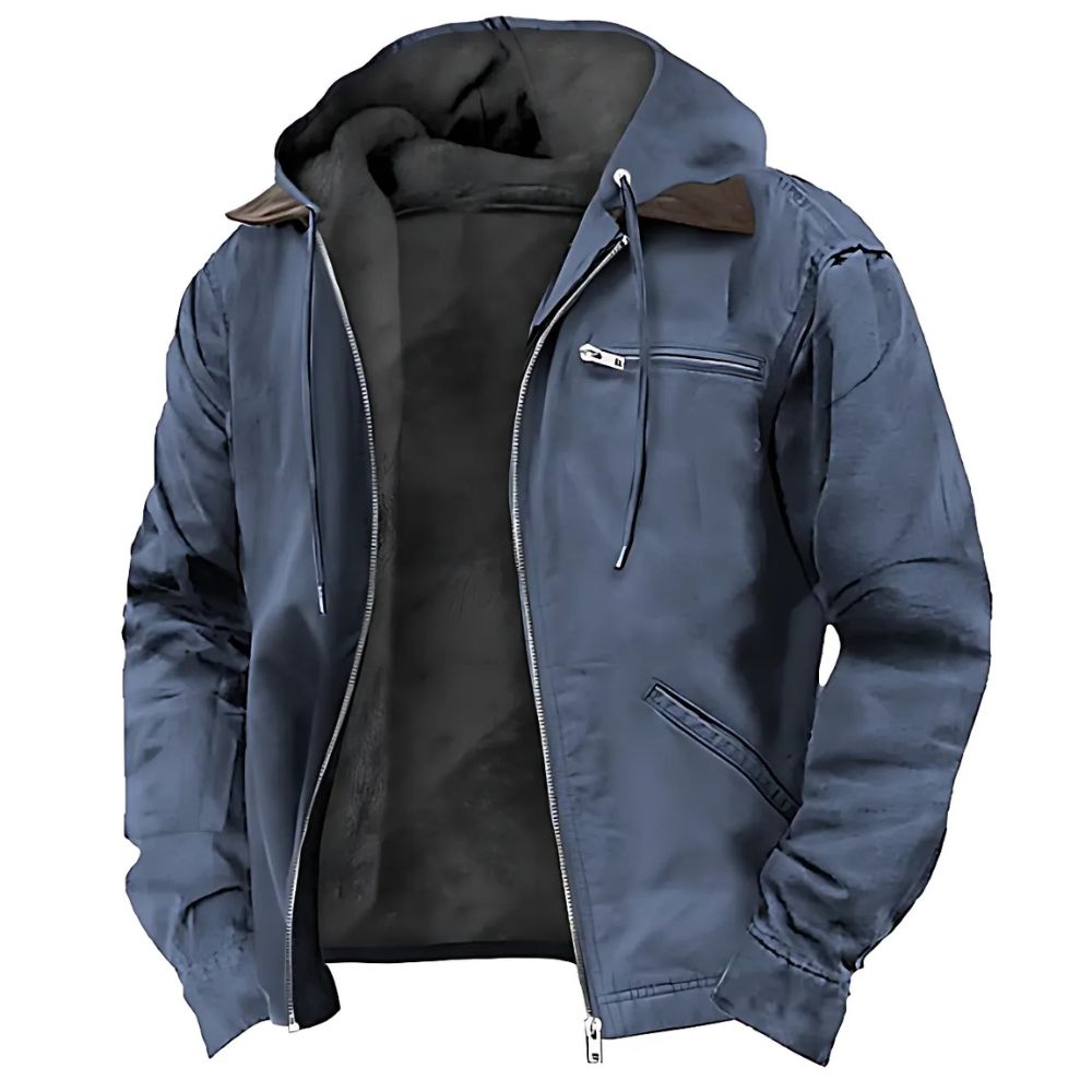 Men’s Jacket with Hood and Zipper Pockets