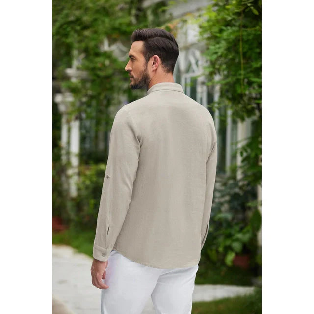 Long-sleeved shirt with lace-up neckline