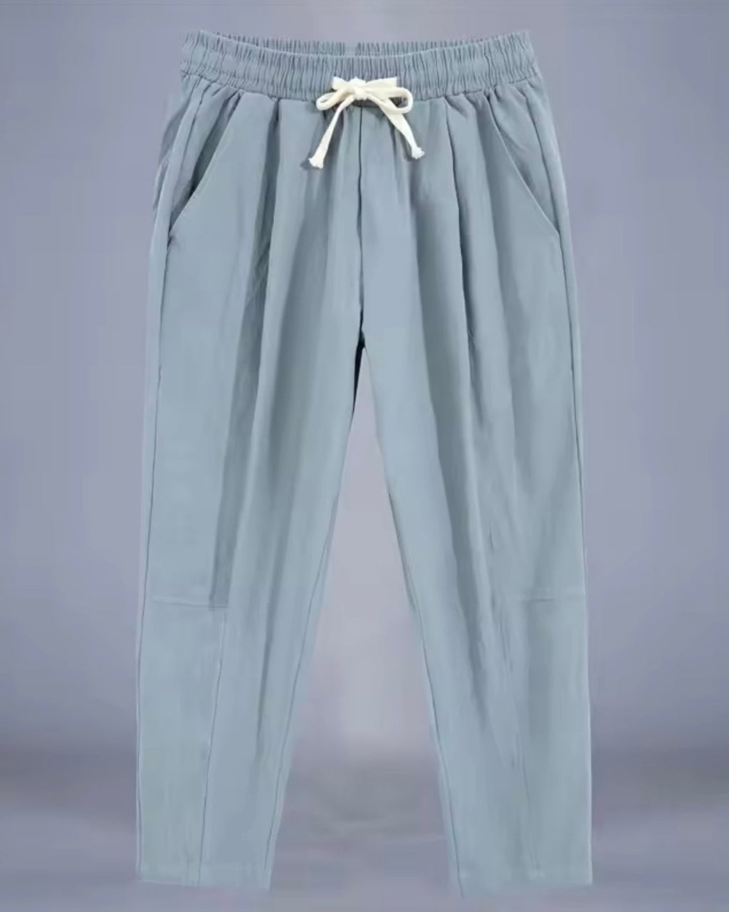 Relaxed fit drawstring trousers with tapered leg