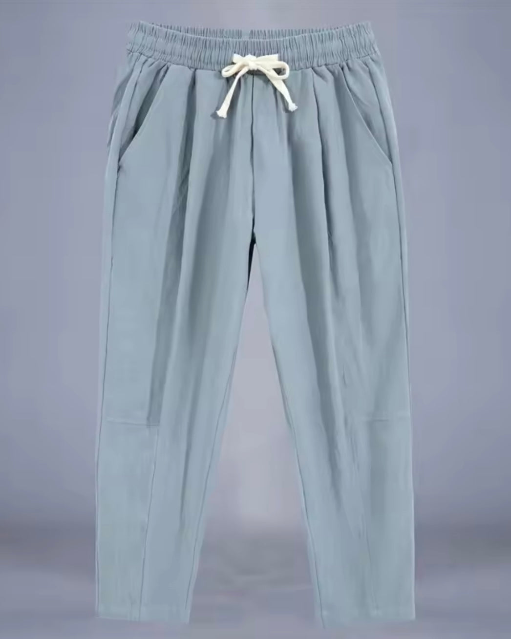 Relaxed fit drawstring trousers with tapered leg
