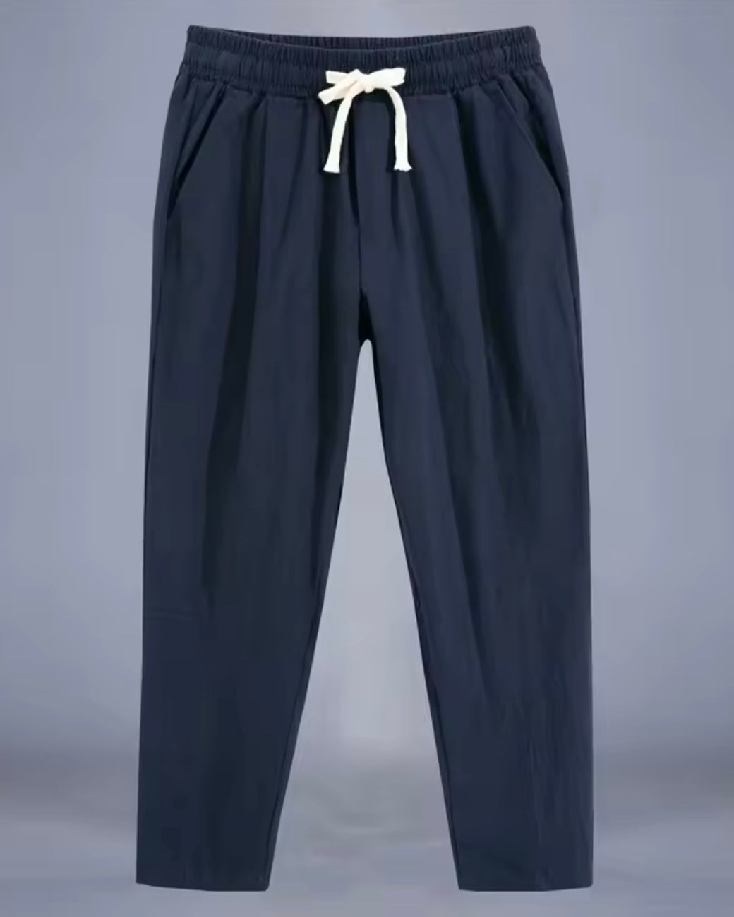 Relaxed fit drawstring trousers with tapered leg