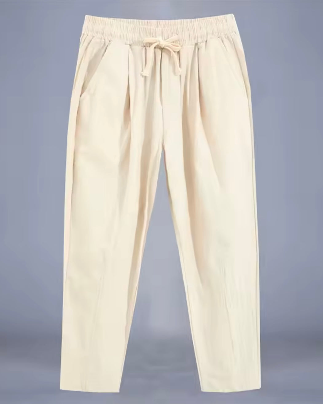 Relaxed fit drawstring trousers with tapered leg