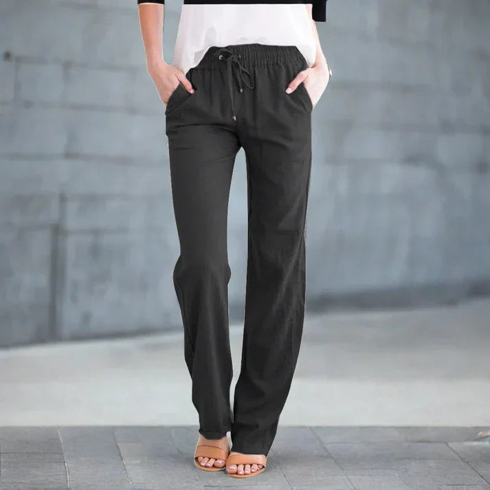 Straight-leg drawstring trousers with side pockets