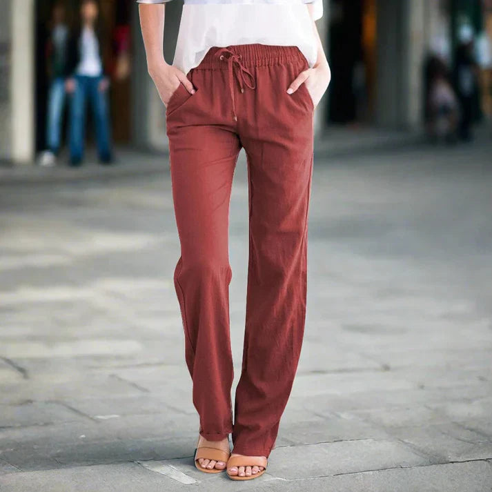 Straight-leg drawstring trousers with side pockets