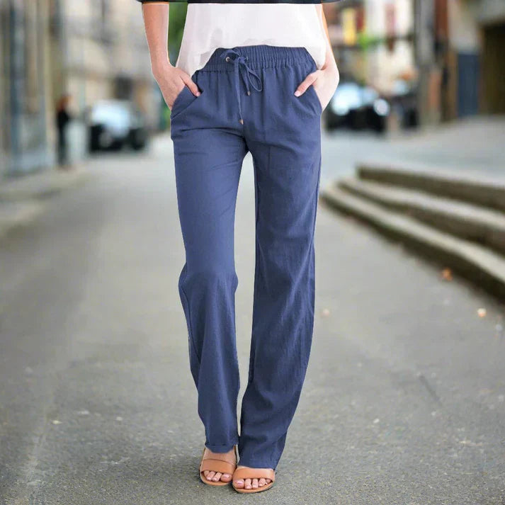 Straight-leg drawstring trousers with side pockets