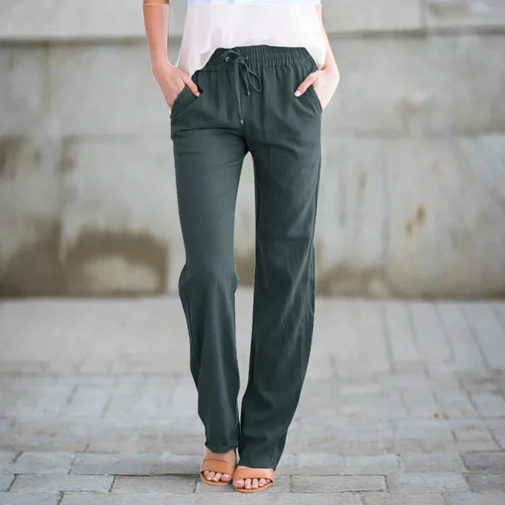 Straight-leg drawstring trousers with side pockets