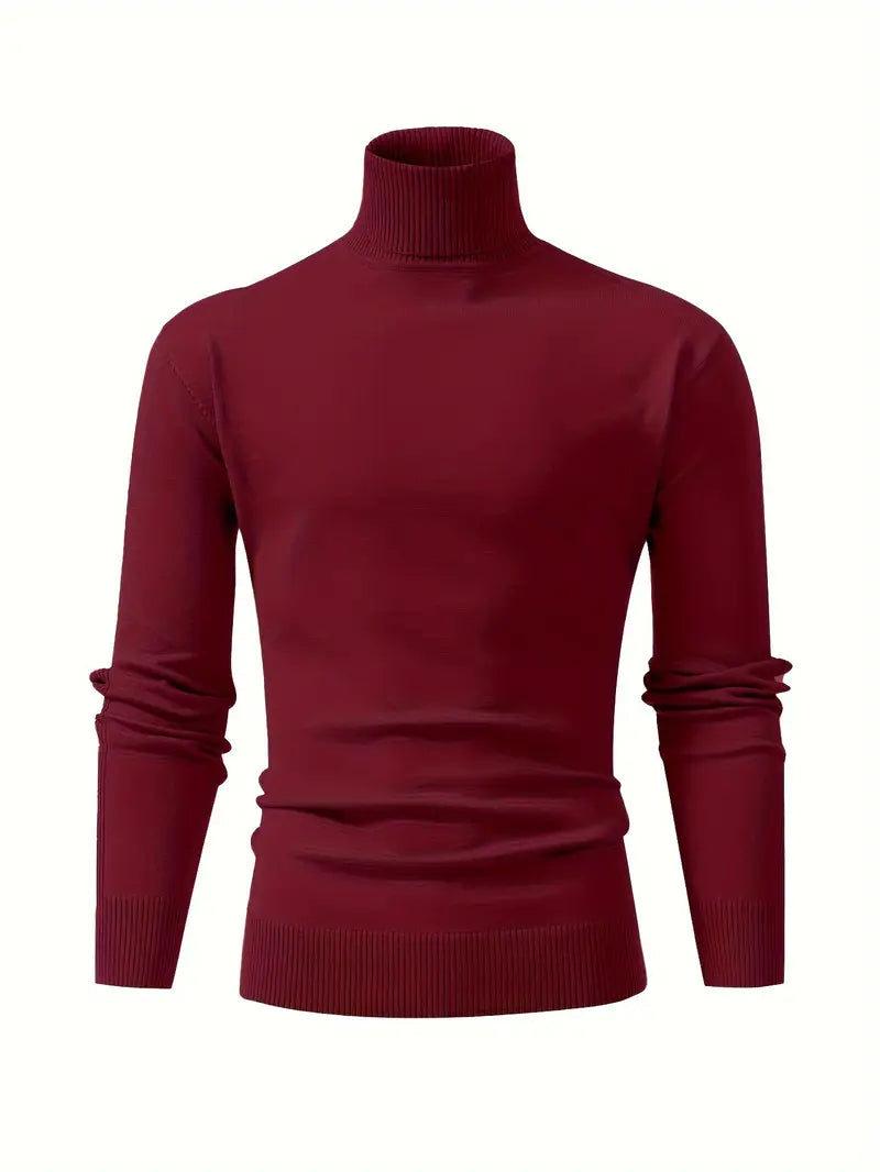 Slim fit turtleneck sweater with ribbed details
