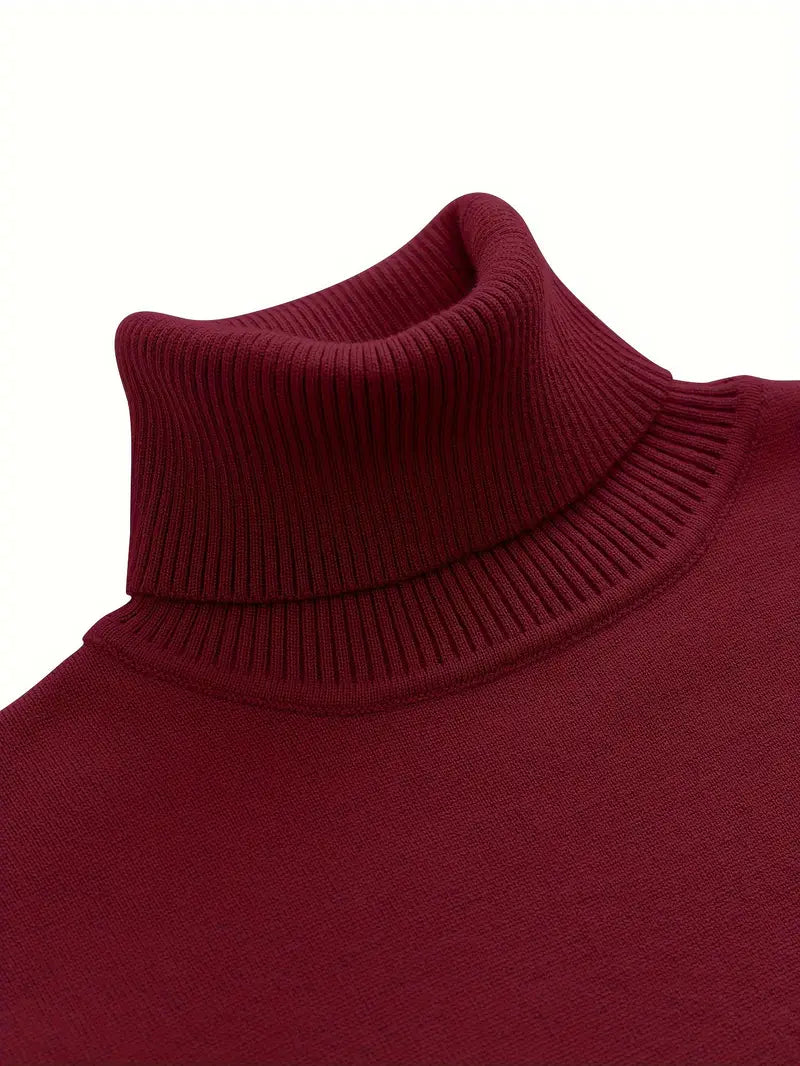 Slim fit turtleneck sweater with ribbed details