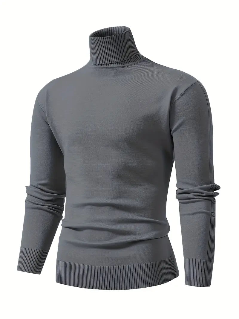 Slim fit turtleneck sweater with ribbed details