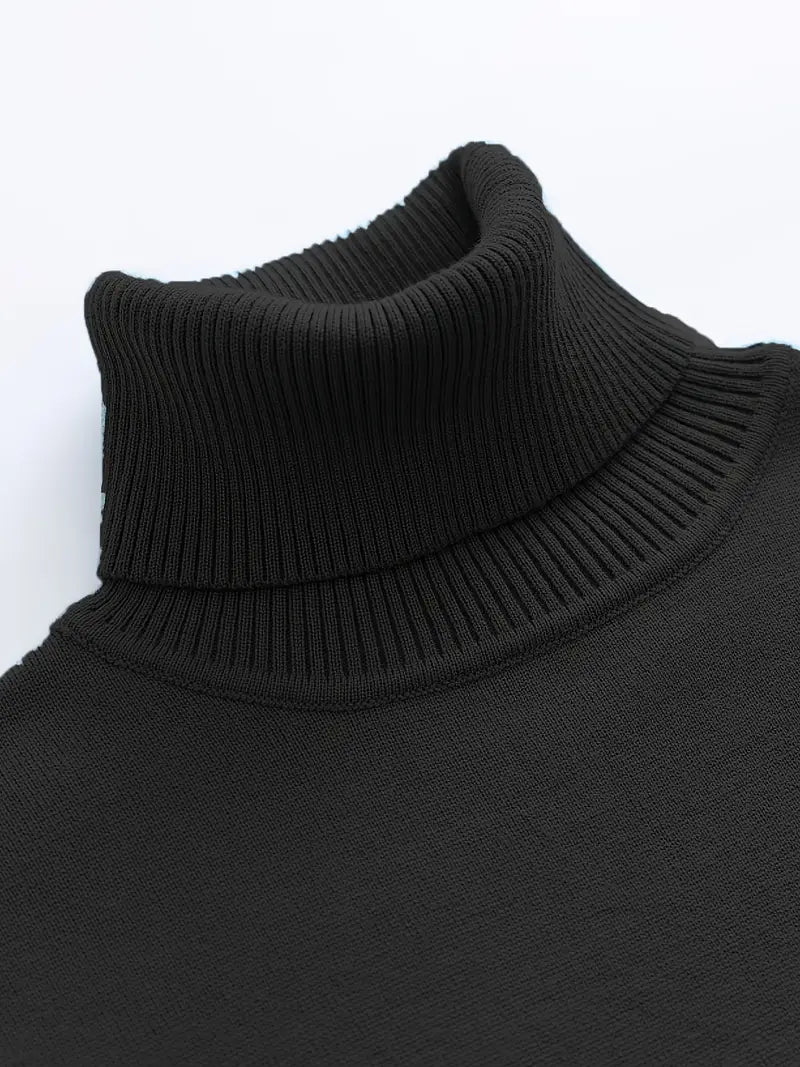 Slim fit turtleneck sweater with ribbed details
