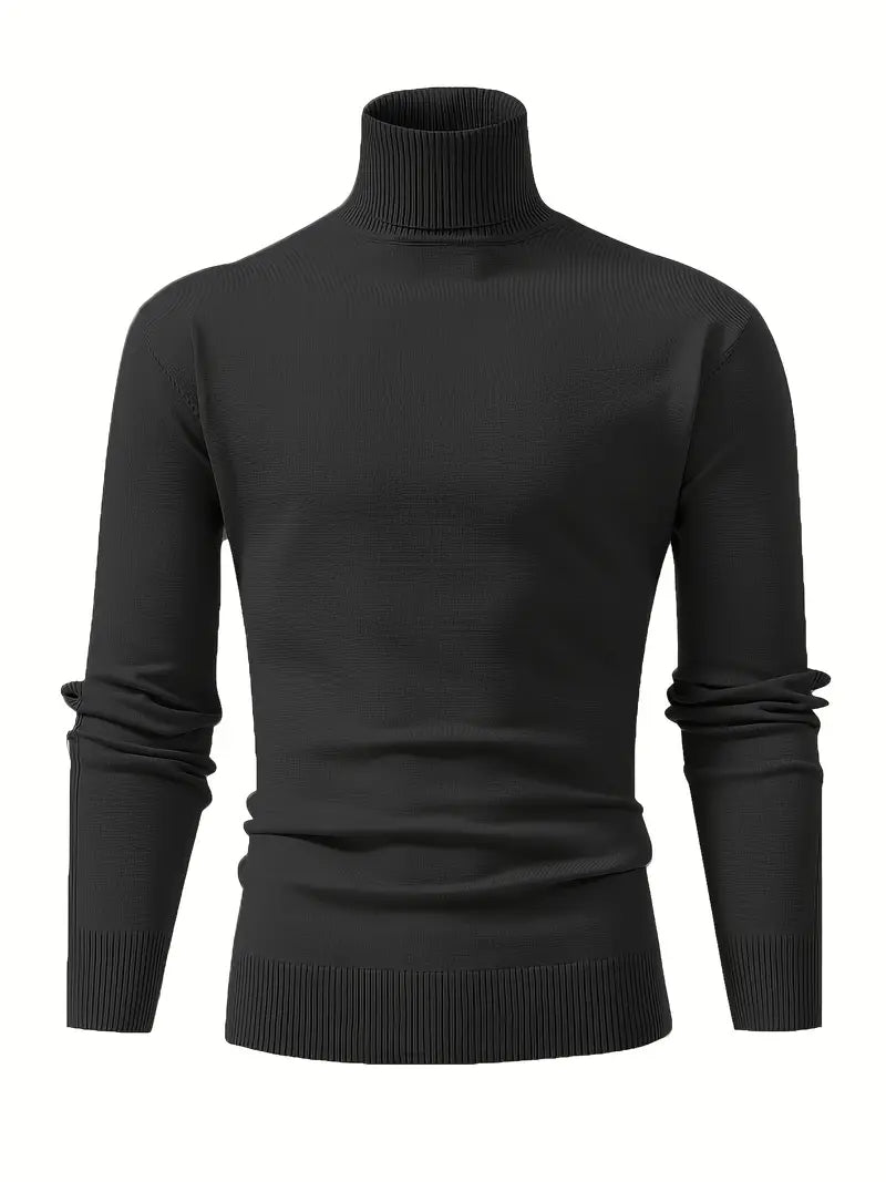 Slim fit turtleneck sweater with ribbed details