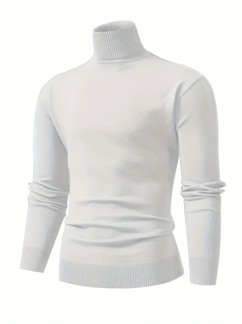 Slim fit turtleneck sweater with ribbed details