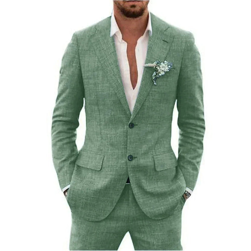 Men's two-piece suit with textured fabric