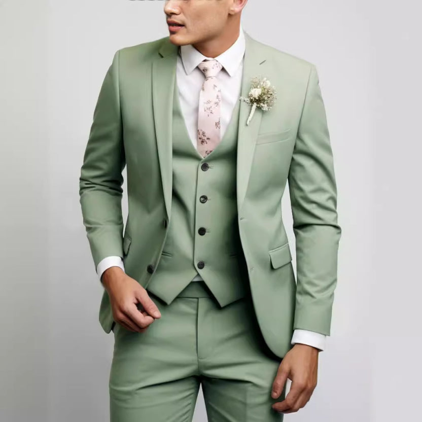 Three-piece men's suit with jacket, waistcoat and trousers