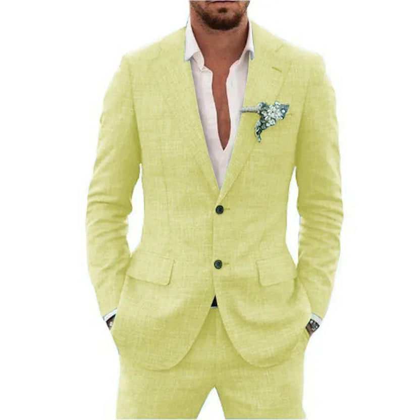 Men's two-piece suit with textured fabric