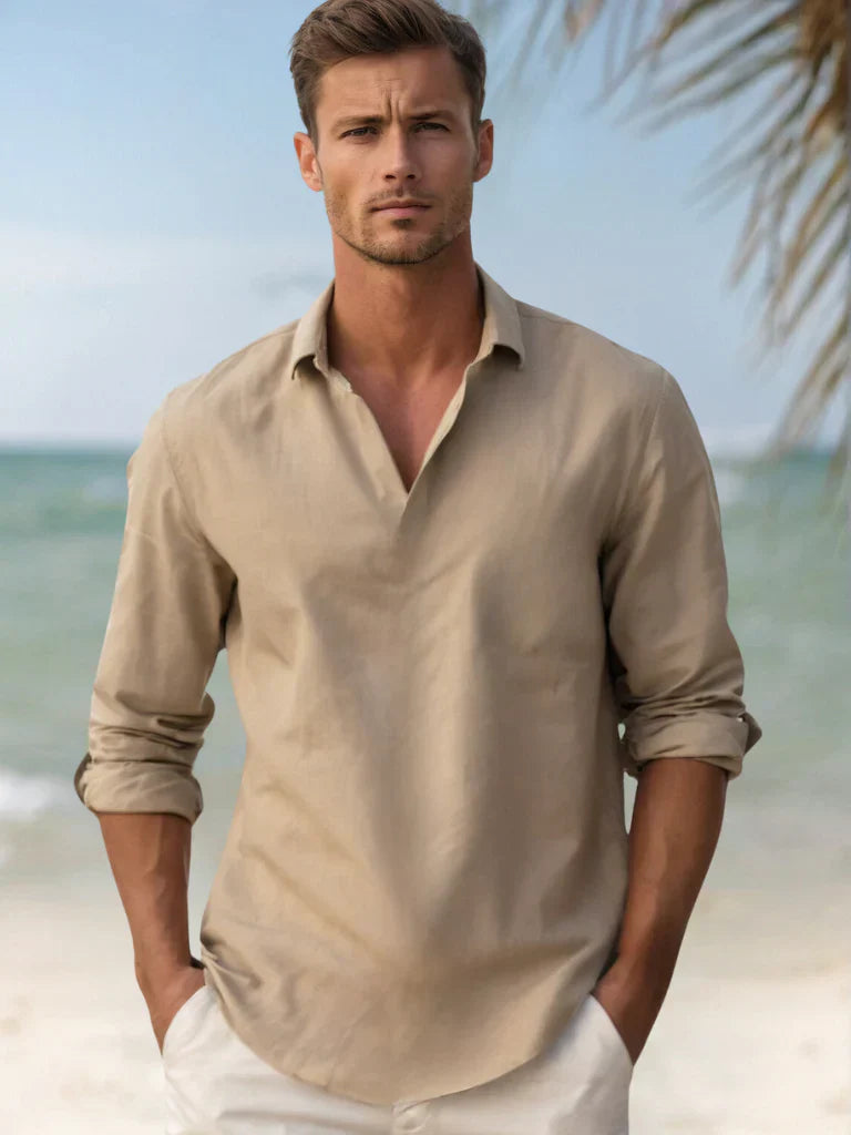 Men's casual shirt with button placket and classic collar