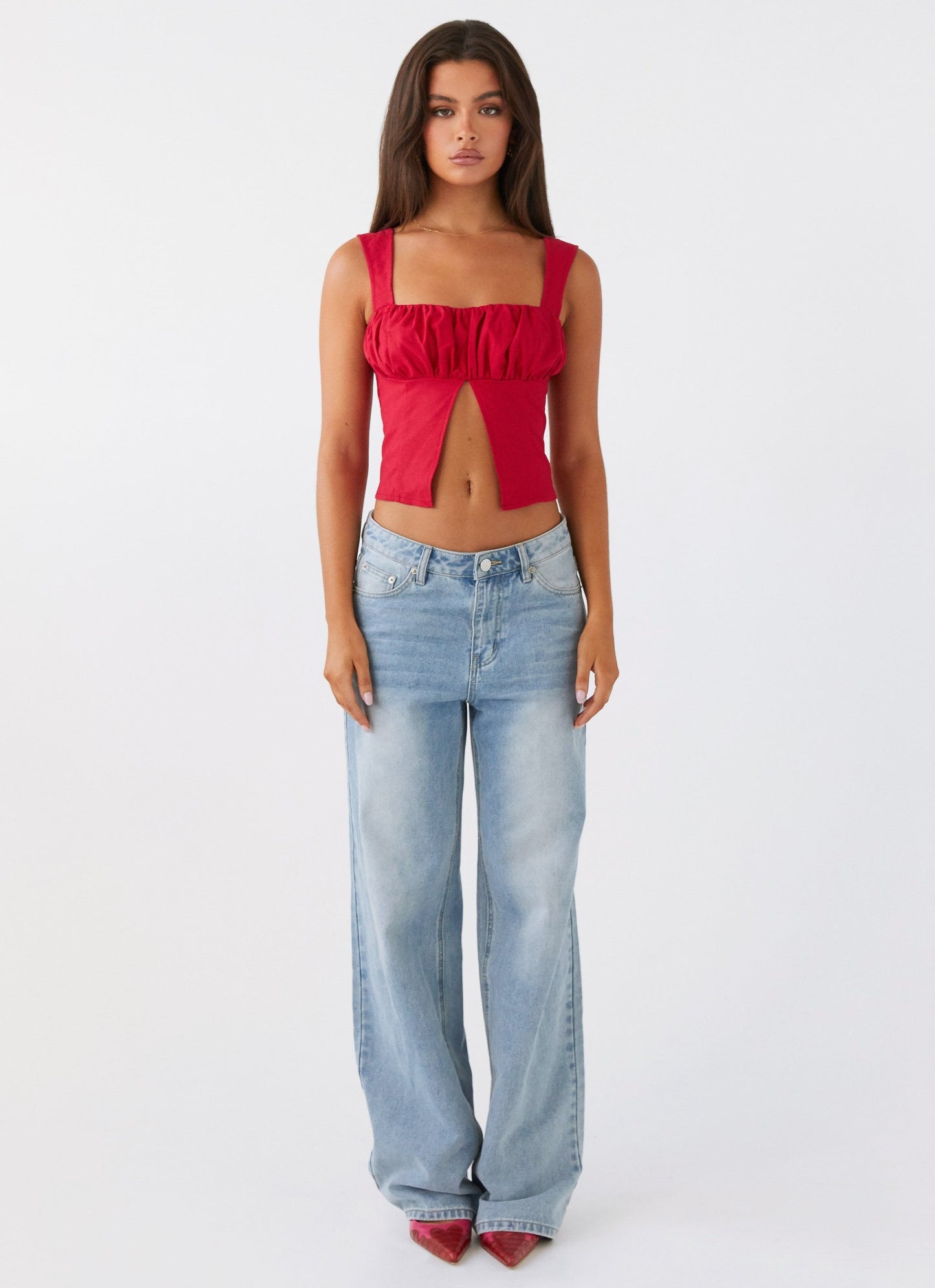 Corset-Top mit breiten Trägern und Raffungen - Fiorora Fiorora