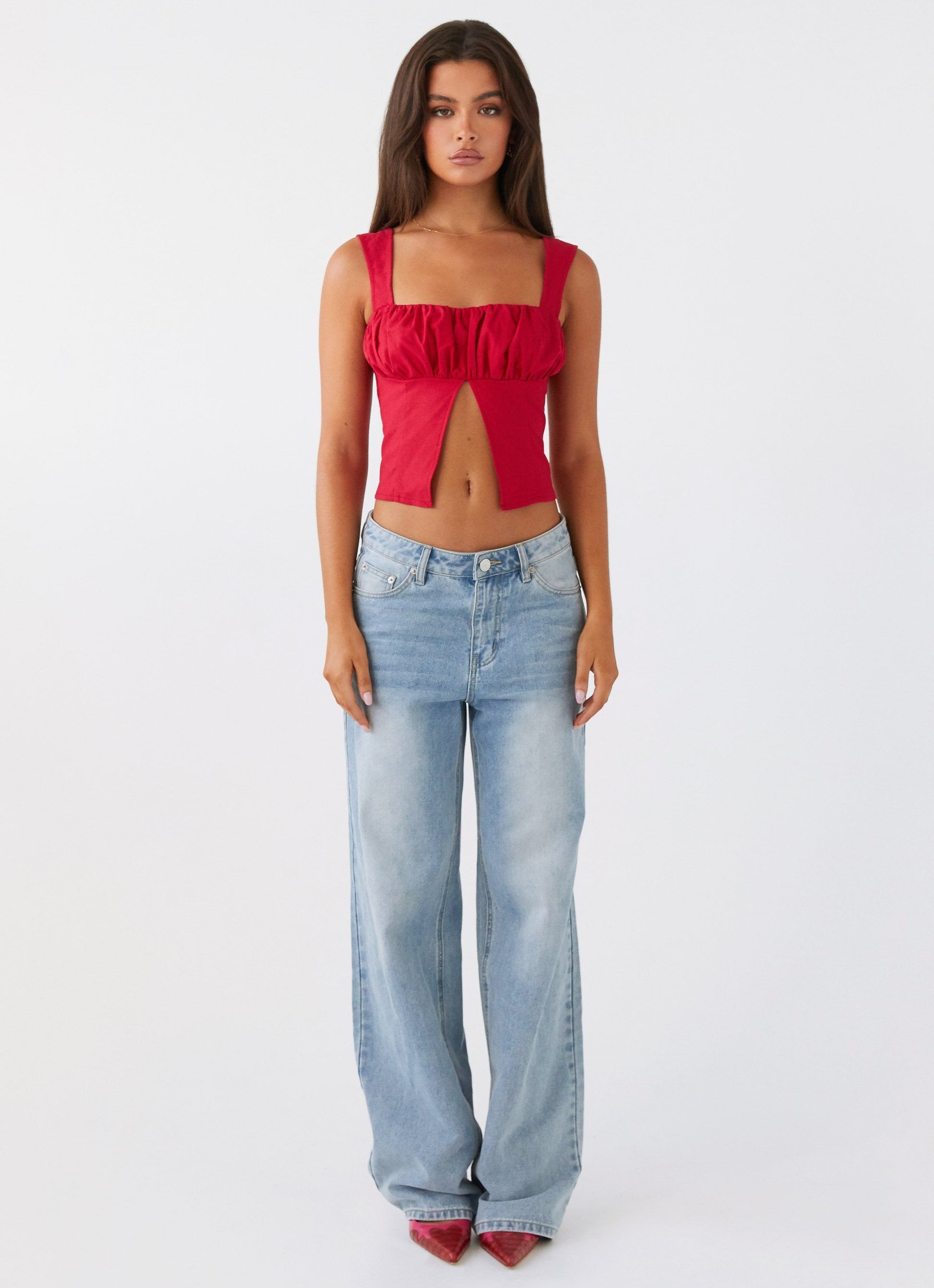 Corset-Top mit breiten Trägern und Raffungen - Fiorora Fiorora