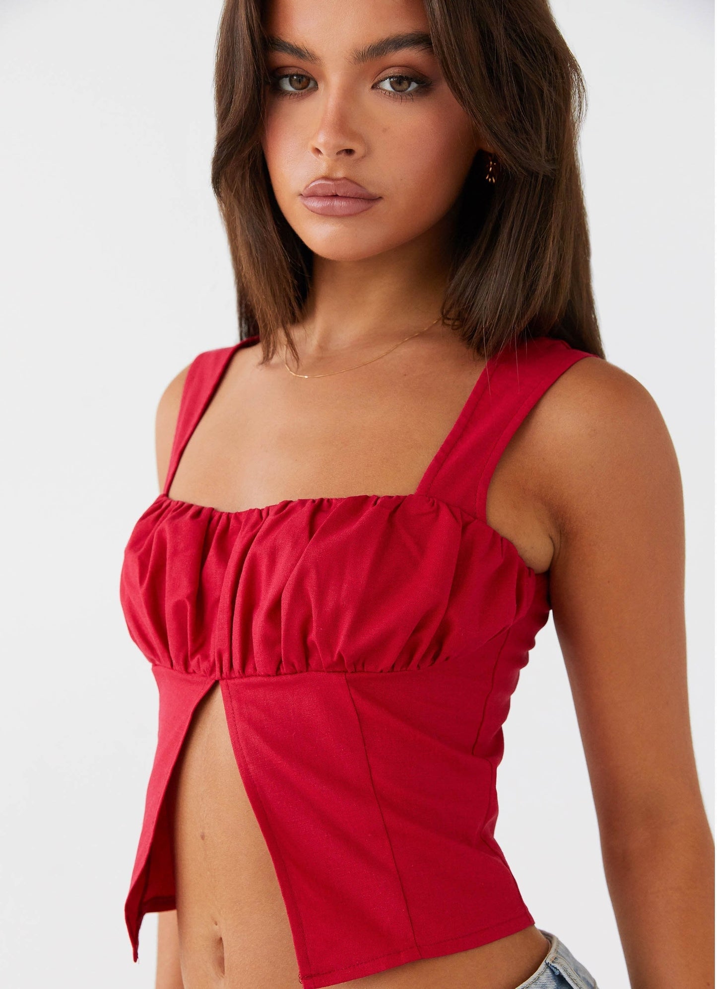 Corset-Top mit breiten Trägern und Raffungen - Fiorora Fiorora