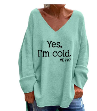 Women’s Long-Sleeve Top with Front Print and Relaxed Fit