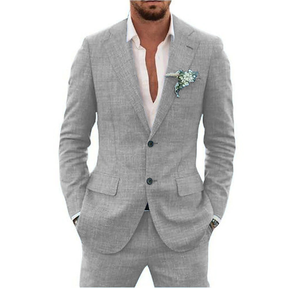 Men's two-piece suit with textured fabric