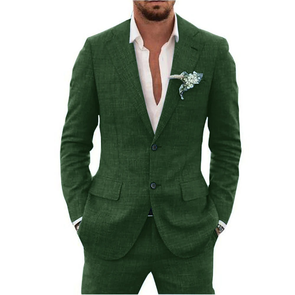 Men's two-piece suit with textured fabric
