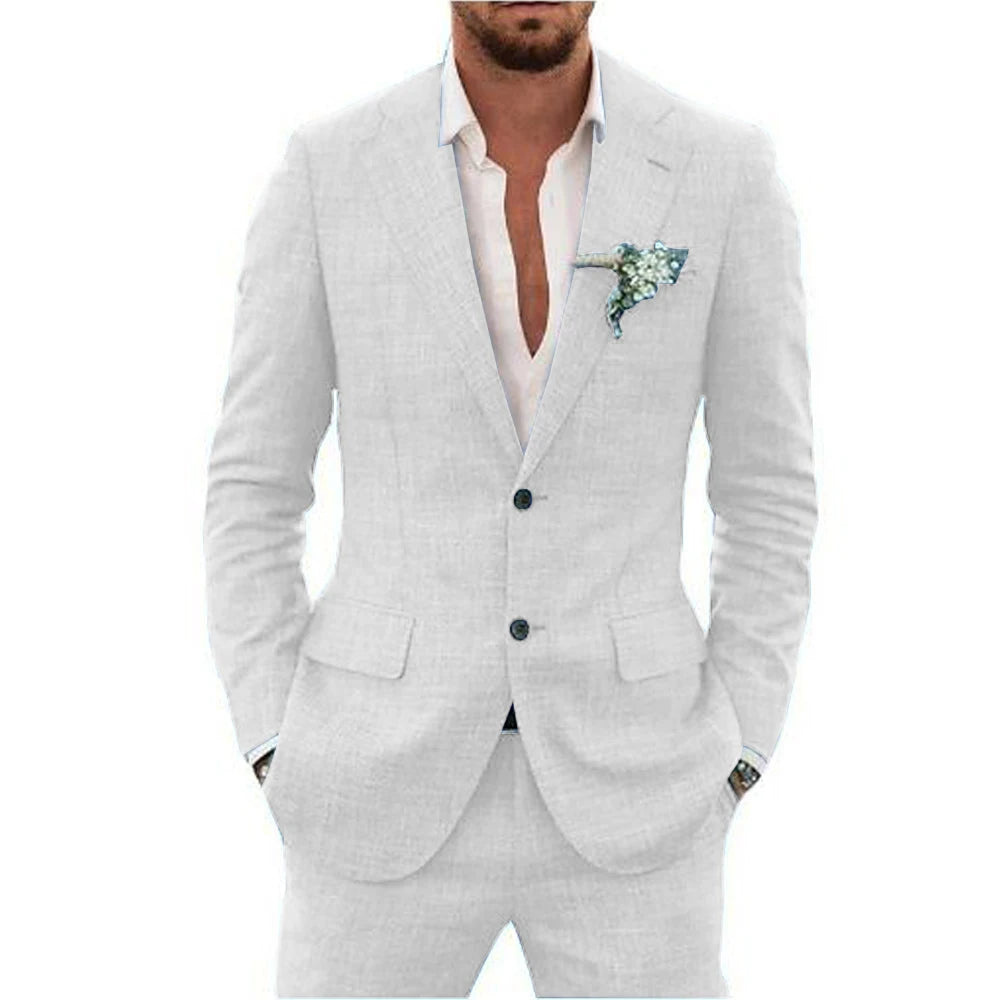 Men's two-piece suit with textured fabric