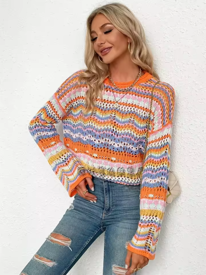 Women’s multicolor striped knit sweater